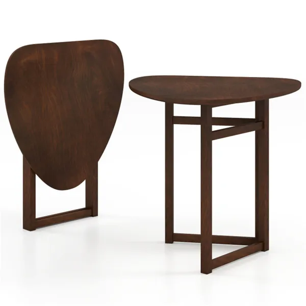 31.5" Small Folding Dining Table, Walnut Solid Wood Foldable Kitchen Table For 2 People