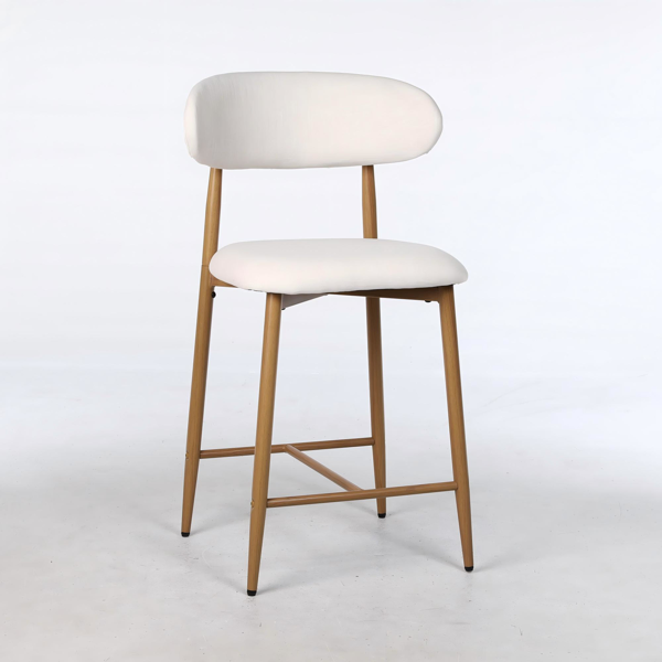 Counter Height Bar Stools Set Of 2, Upholstered Counter Stools Modern Barstools With Metal Legs For Kitchen Island Dining Room, Beige