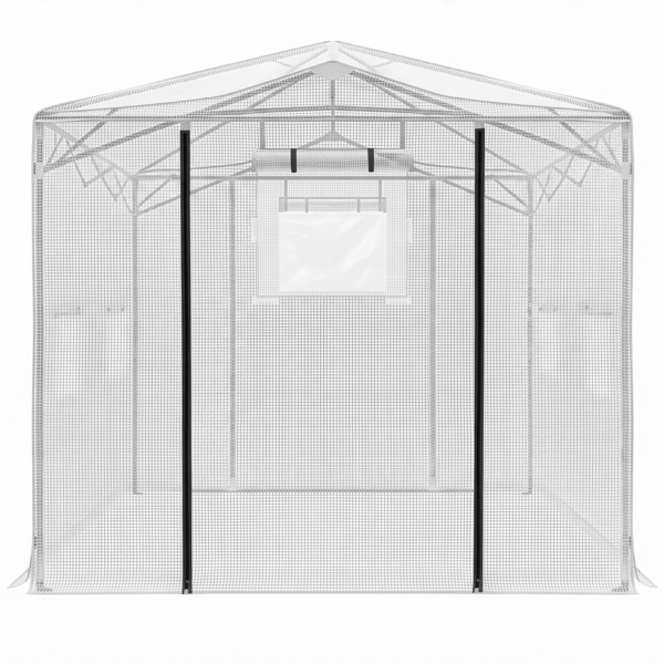 8x12ft Plastic Sprayed Iron Pipe PE Mesh Foldable Greenhouse Shed White