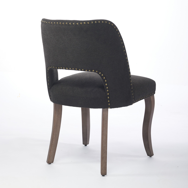 Wooden Dining Chairs Set Of 2, Modern Fabric Upholstered Dining Room Chair Kitchen Chairs, Farmhouse Dinner Chair For Kitchen Dining Room, Black