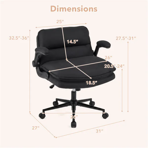 Criss Cross Chair With Flip-Up Arms, Faux Leather Cross Legged Office Chair With Adjustable Height & Rocking Function -Gray