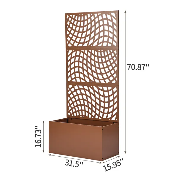 Metal Garden Bed With Trellis, 70 Inch Height Metal Planter Box With Trellis, Garden Box For Climbing Plants Vegetable, Metal Garden Bed With Drainage Holes