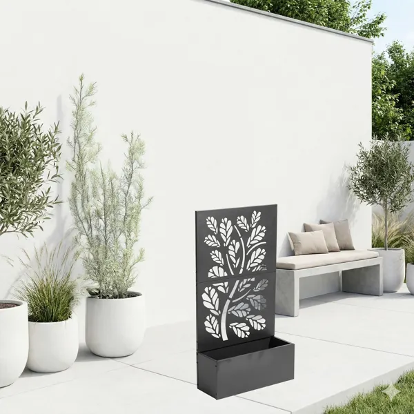 Metal Garden Bed With Trellis, 43 Inch Height Metal Planter Box With Trellis, Garden Box For Climbing Plants Vegetable, Metal Garden Bed With Drainage Holes