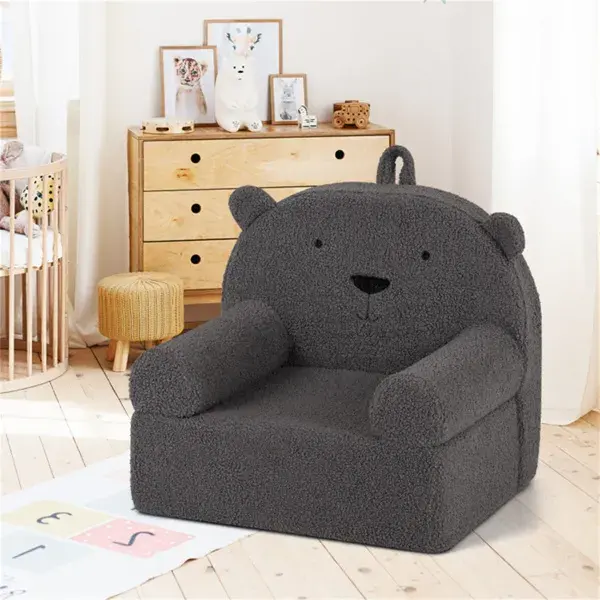 Bear-Shaped Kids Sofa, Teddy Fleece Foam Chair