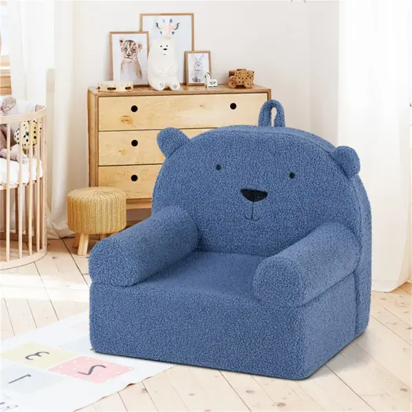 Bear-Shaped Kids Sofa, Teddy Fleece Foam Chair