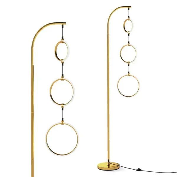 3-Circle LED Floor Lamp, Gold Standing Lamp