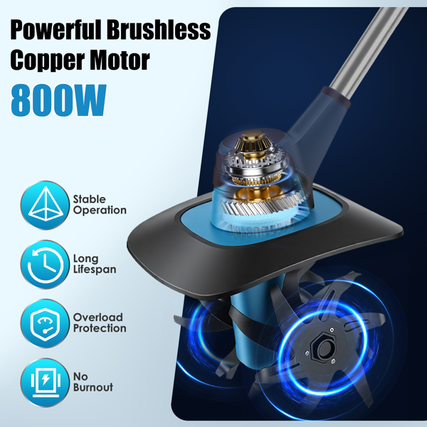 Cordless Tiller Cultivator,800W Electric Cordless Tiller Cultivator, 21V Battery Powered Soil Tiller With 6.69' Depth 8.66' Width, Handheld Garden Cultivator For Garden Yard Planting