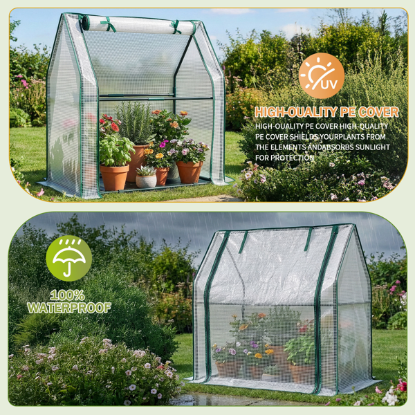 Mini Greenhouse With PE Cover, Indoor Outdoor Plant Gardening Green House For Garden Backyard, 36 X 18 X 33in, White