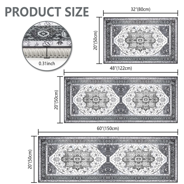 Boho Kitchen Rug Sets 3 Piece With Runner Non Slip Kitchen Rugs And Mats Washable Kitchen Mats For Floor Thick Kitchen Floor Mat Carpet Runner Rugs For Hallway Laundry Holiday Decor