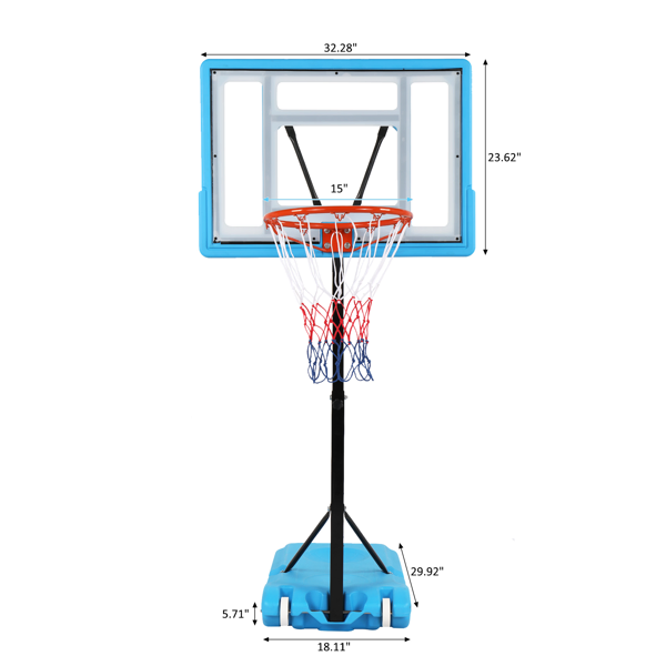 PVC Transparent Board Basket Frame Adjustable 115-135cm Poolside Basketball... 5