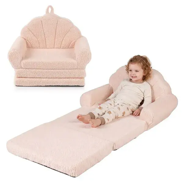 2-in-1 Flip Open Kids Sofa Lounger, Teddy
