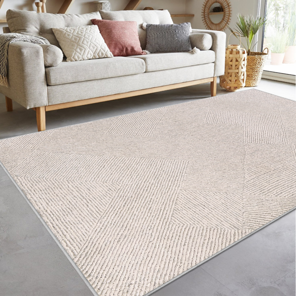 Large Area Rug Living Room Rugs, Brown Soft Machine Washable Rug For Entryway Non-Slip Door Mat, Ultra Soft Area Rug Geometric For Bedroom Kitchen Office, Brown