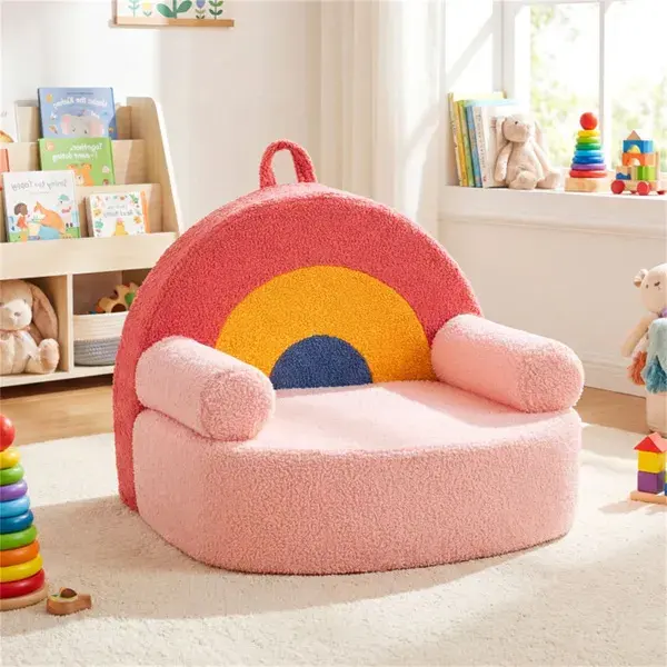 Red Kids Sofa, Soft Teddy Fleece Foam