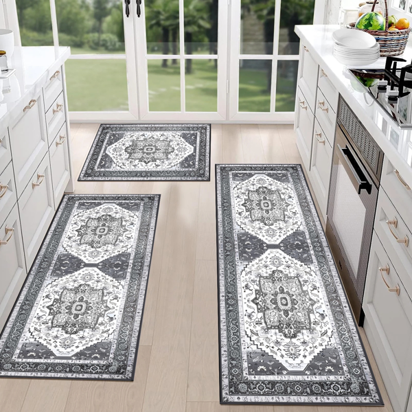 Boho Kitchen Rug Sets 3 Piece With Runner Non Slip Kitchen Rugs And Mats Washable Kitchen Mats For Floor Thick Kitchen Floor Mat Carpet Runner Rugs For Hallway Laundry Holiday Decor