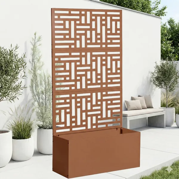 Metal Garden Bed With Trellis, 70 Inch Height Metal Planter Box With Trellis, Garden Box For Climbing Plants Vegetable, Metal Garden Bed With Drainage Holes