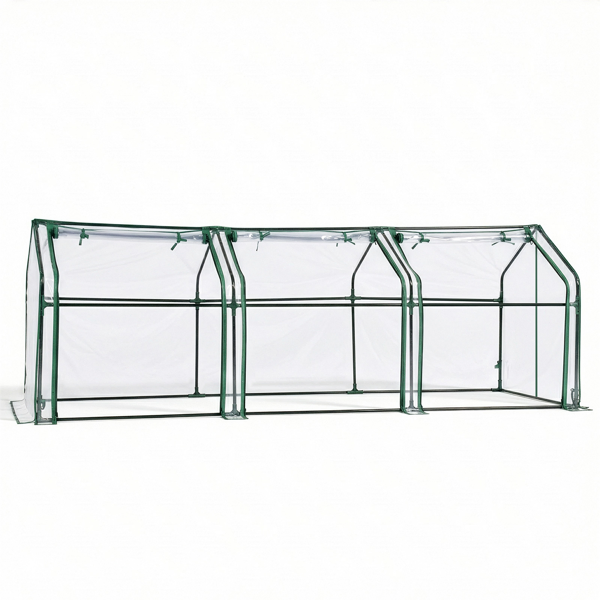 Mini Greenhouse With PVC Cover, Indoor Outdoor Plant Gardening Green House For Garden Backyard, 106X36X36in, White