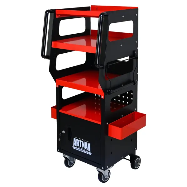 4-Level Multi-functional Diagnostic Trolley,Car Diagnostic Equipment Cart, With 360' Rotating And Lockable Casters-Black&Red