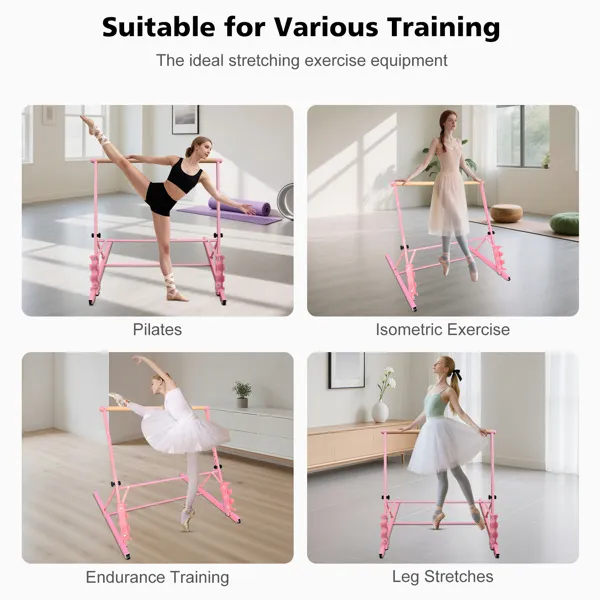 3.5FT Solid Wood Ballet Barre With Adjustable Range Of 31.5-39.5 Inches For Dance Practice