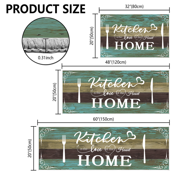 Boho Kitchen Rug Sets 3 Pieces, Washable Kitchen Mats For Fl
