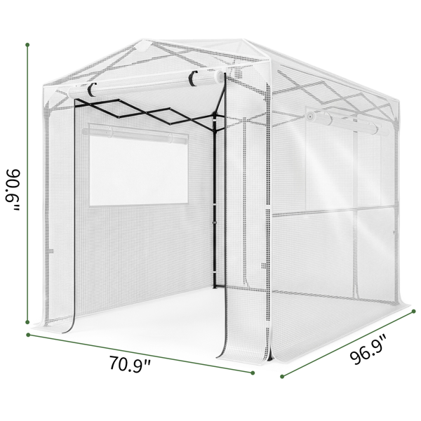 8x6ft Plastic Sprayed Iron Pipe PE Mesh Foldable Greenhouse Shed White
