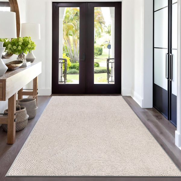 Large Area Rug Living Room Rugs, Brown Soft Machine Washable Rug For Entryway Non-Slip Door Mat, Ultra Soft Area Rug Geometric For Bedroom Kitchen Office, Brown