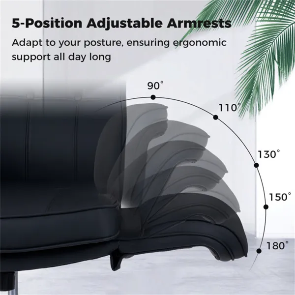 5-Position Adjustable Armrest Criss Cross Chair, Cat Scratch Leather Swivel Desk Chair With Side Pockets