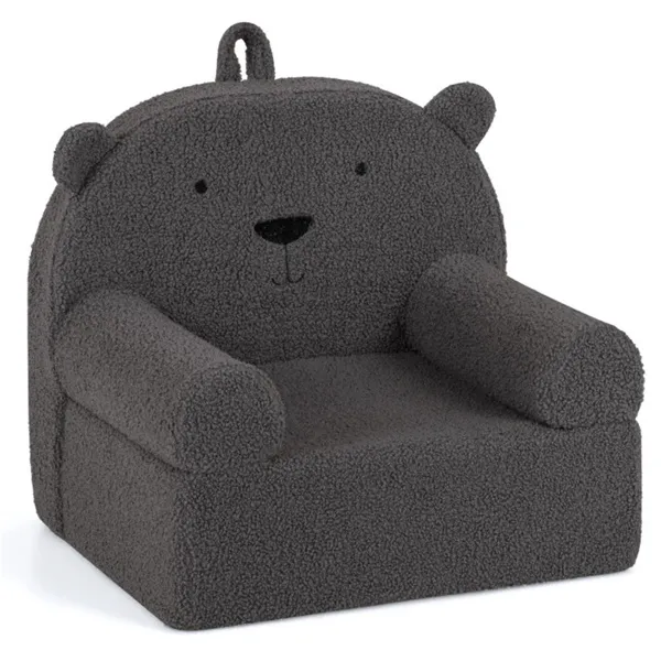 Bear-Shaped Kids Sofa, Teddy Fleece Foam Chair For Toddlers 3+, Portable Bear-Shaped Couch (Gray)