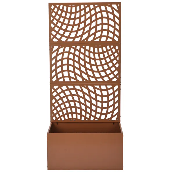 Metal Garden Bed With Trellis, 70 Inch Height Metal Planter Box With Trellis, Garden Box For Climbing Plants Vegetable, Metal Garden Bed With Drainage Holes