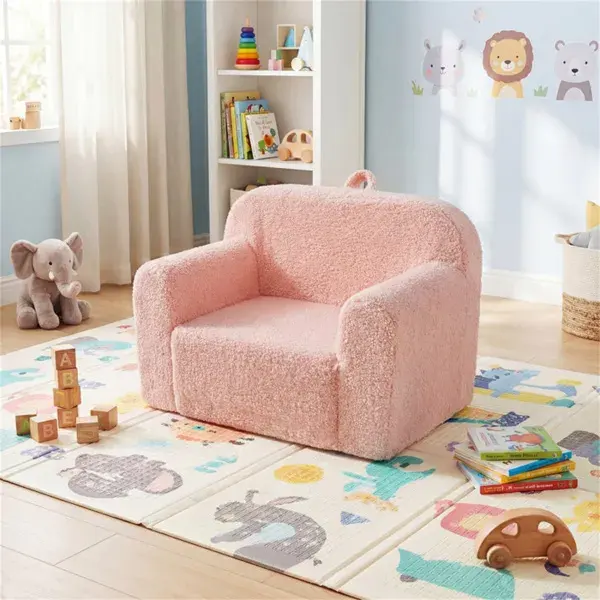 No-Assembly Kids Sofa, Soft Teddy Fleece Foam
