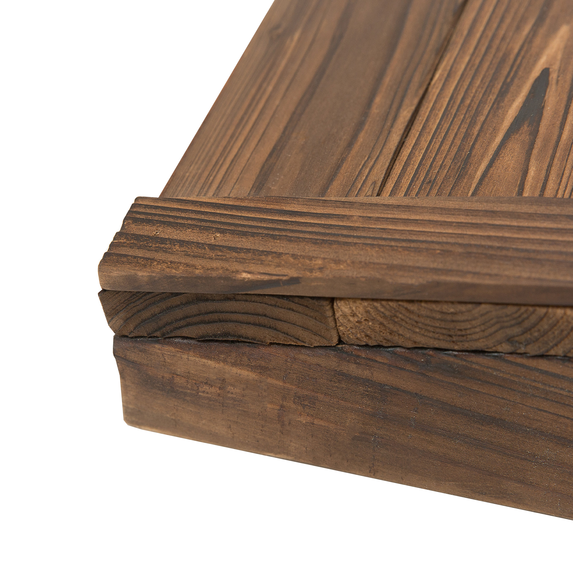  3.3ft Wooden Garden Bridge Arc Footbridge with Half-Wheel Style Railings & Solid Fir Construction, Stained Wood