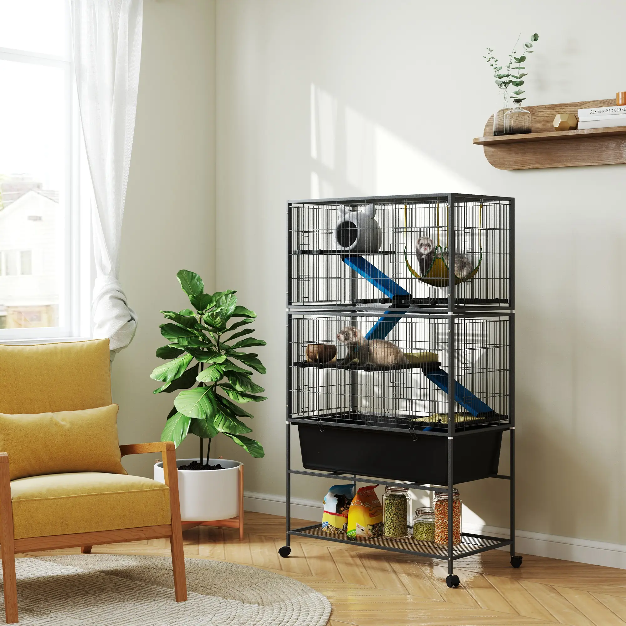59" 5-Level Small Animal Cage, Rolling Ferret