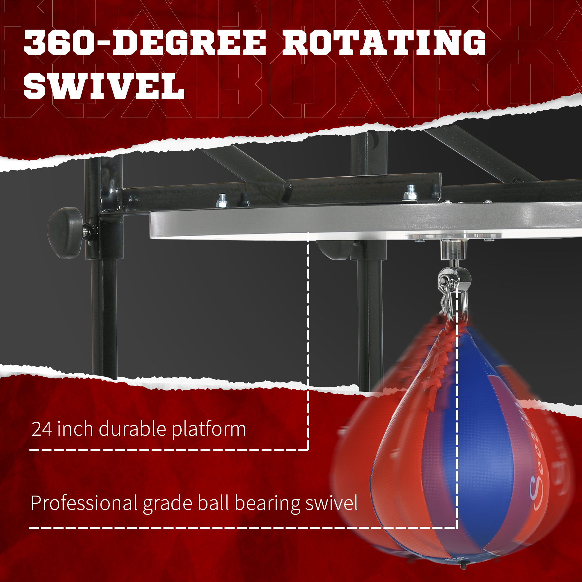 Adjustable Speed Bag Platform, Wall Mounted Speed Bags for Boxing, with 360-Degree Swivel and 10'' Speedbag