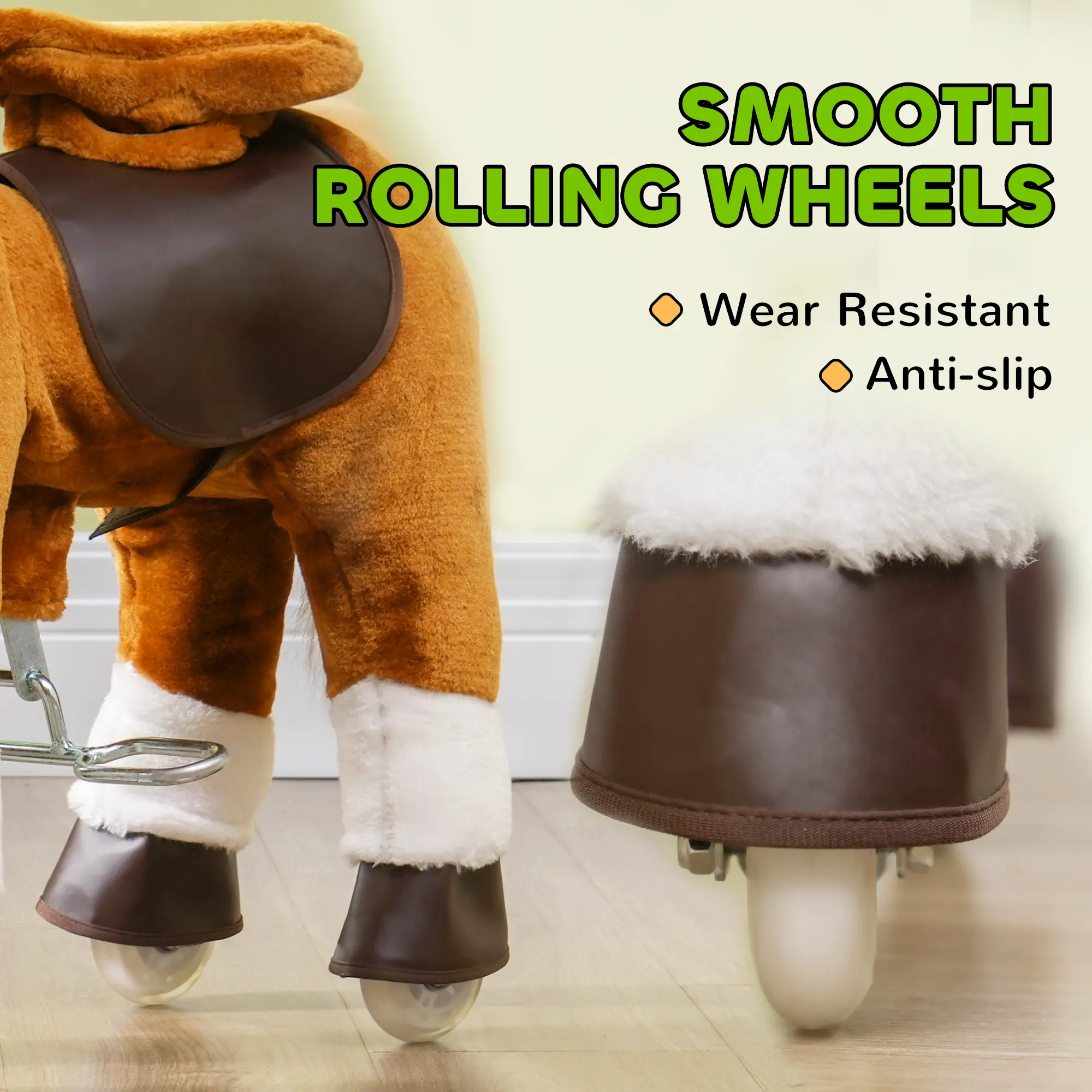 Ride on Horse, Walking Horse Toy, Kids Riding Pony w/ Wheels & Neighing Sounds for 3-5 Years, up to 132 Pounds