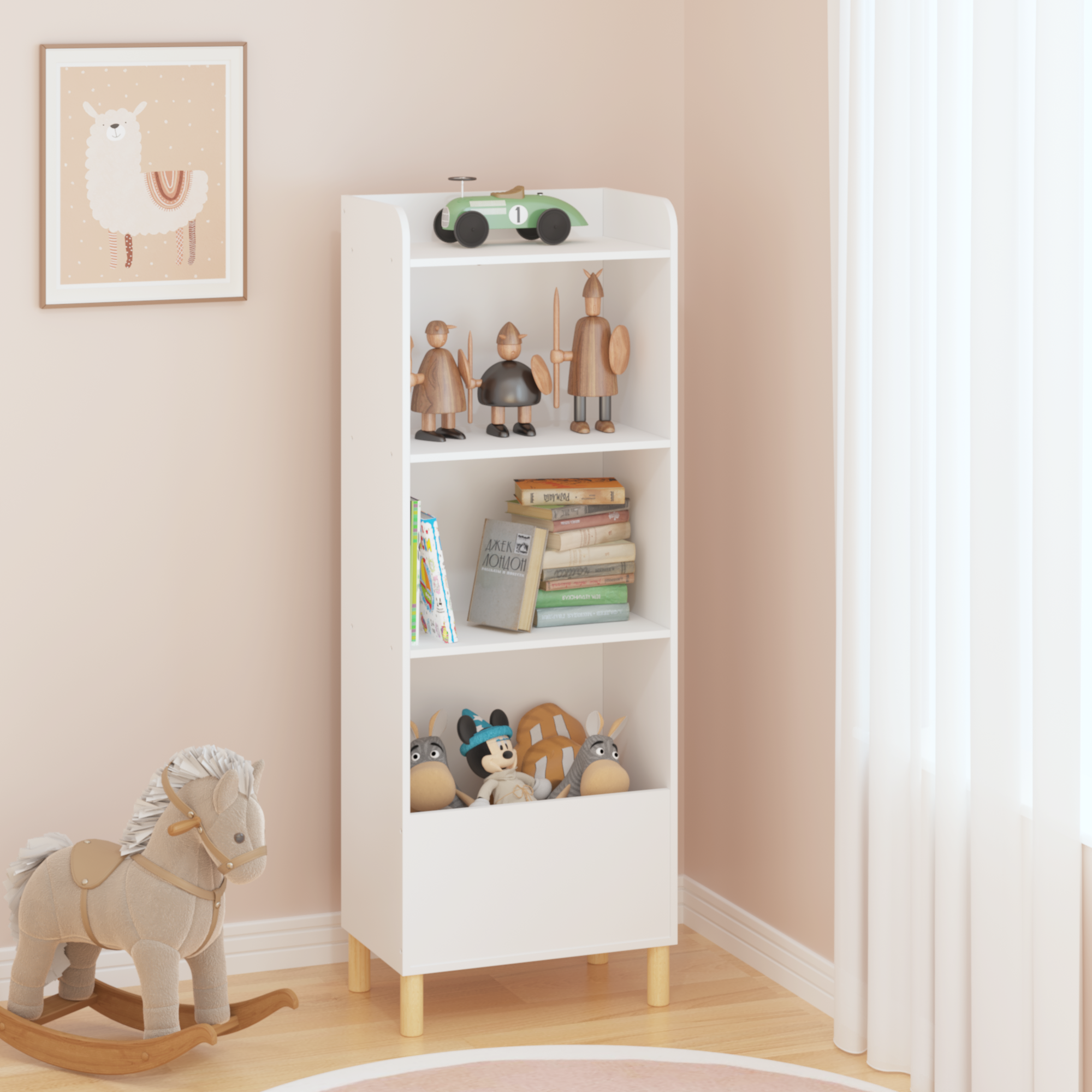 Kids 4-Tier Bookcase, Children's Book Display, Bookshelf Toy Storage Cabinet Organizer For Children's Room, Playroom, Nursery - Image 1