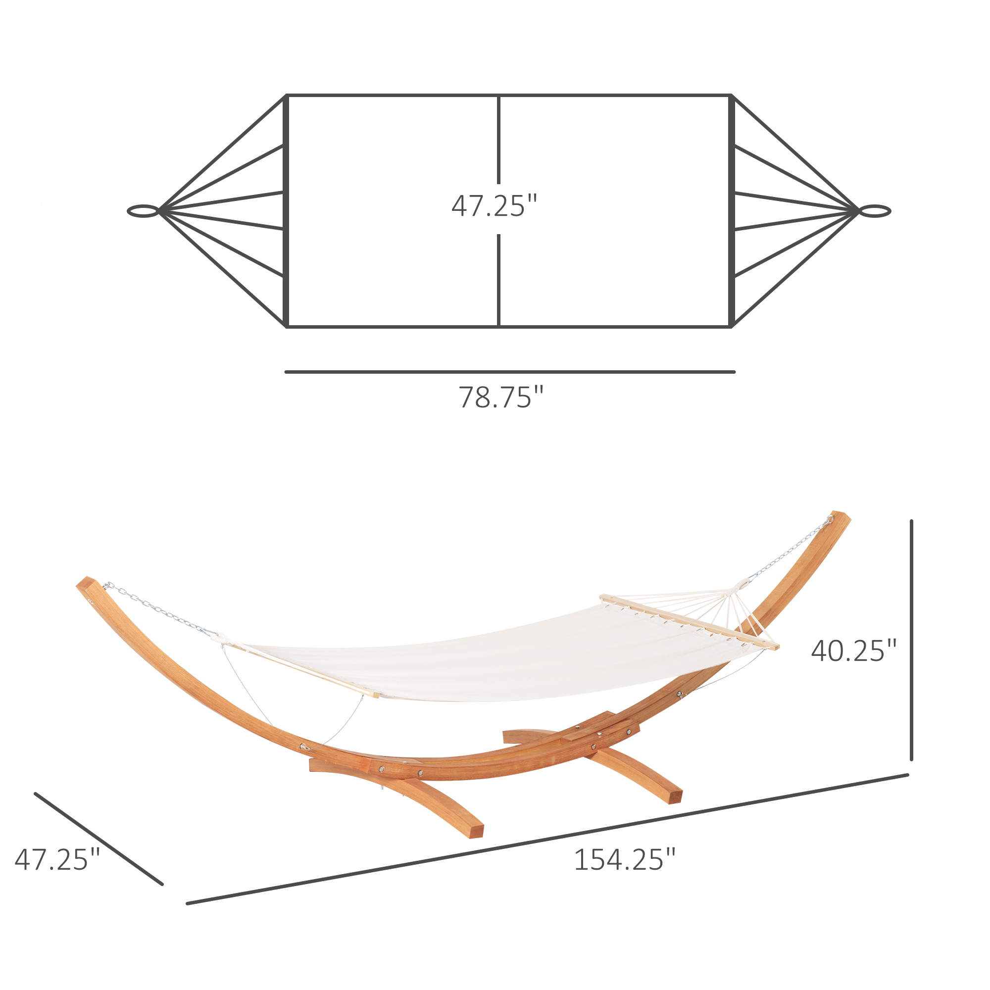  Outdoor Hammock with Stand, Extra Large Heavy Duty Wooden Frame, No Tree Needed, 12.8' Indoor Outside Boho Style Nap Bed, Natural Cotton, White