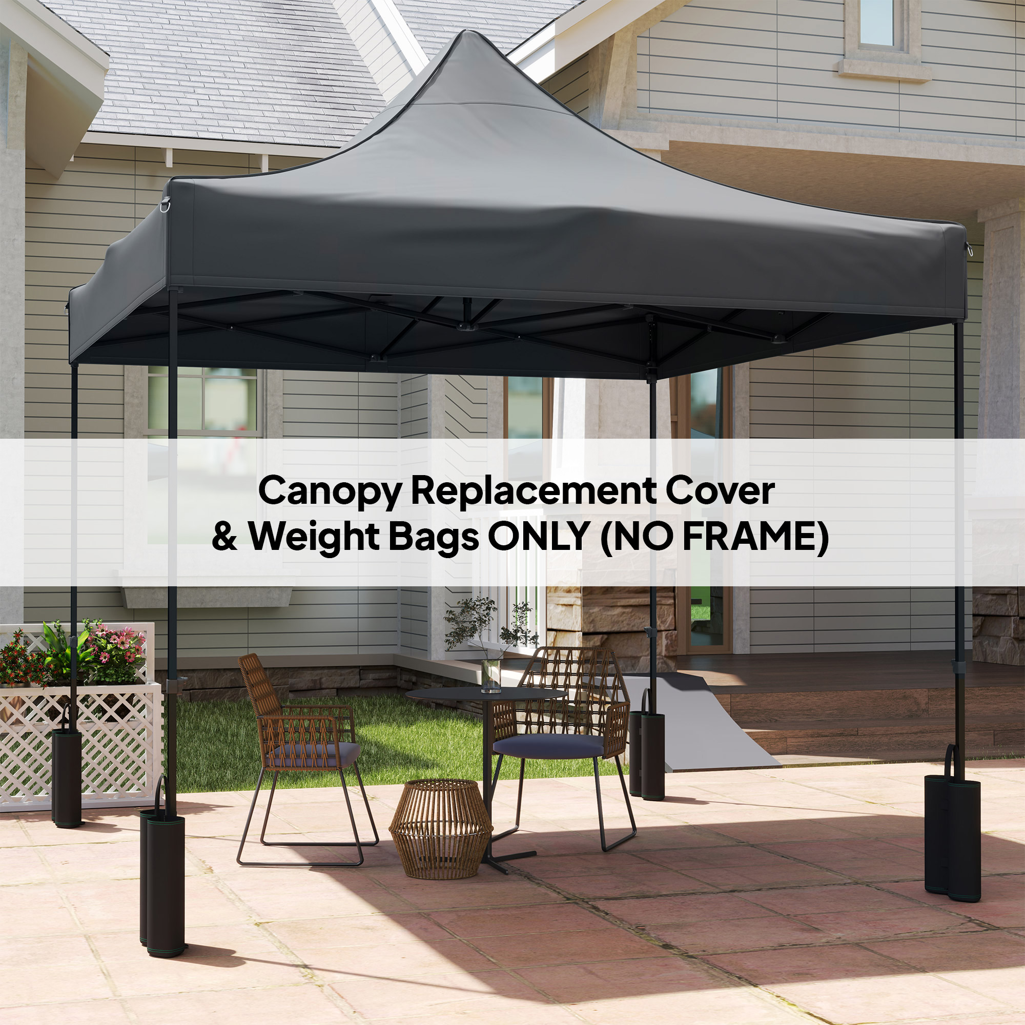  10' x 10' Replacement Canopy Top for Pop Up Canopy Tent with 4 Sand Bags, UPF50+ Protection, Dark Gray