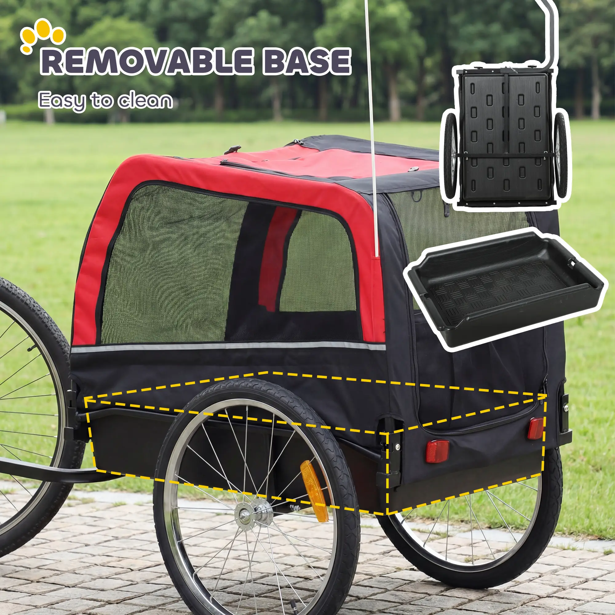 Dog Bike Trailer, Pet Cart Bicycle Carrier with 20" Air Tires, Quick-Release Wheels, Reflectors, Flag