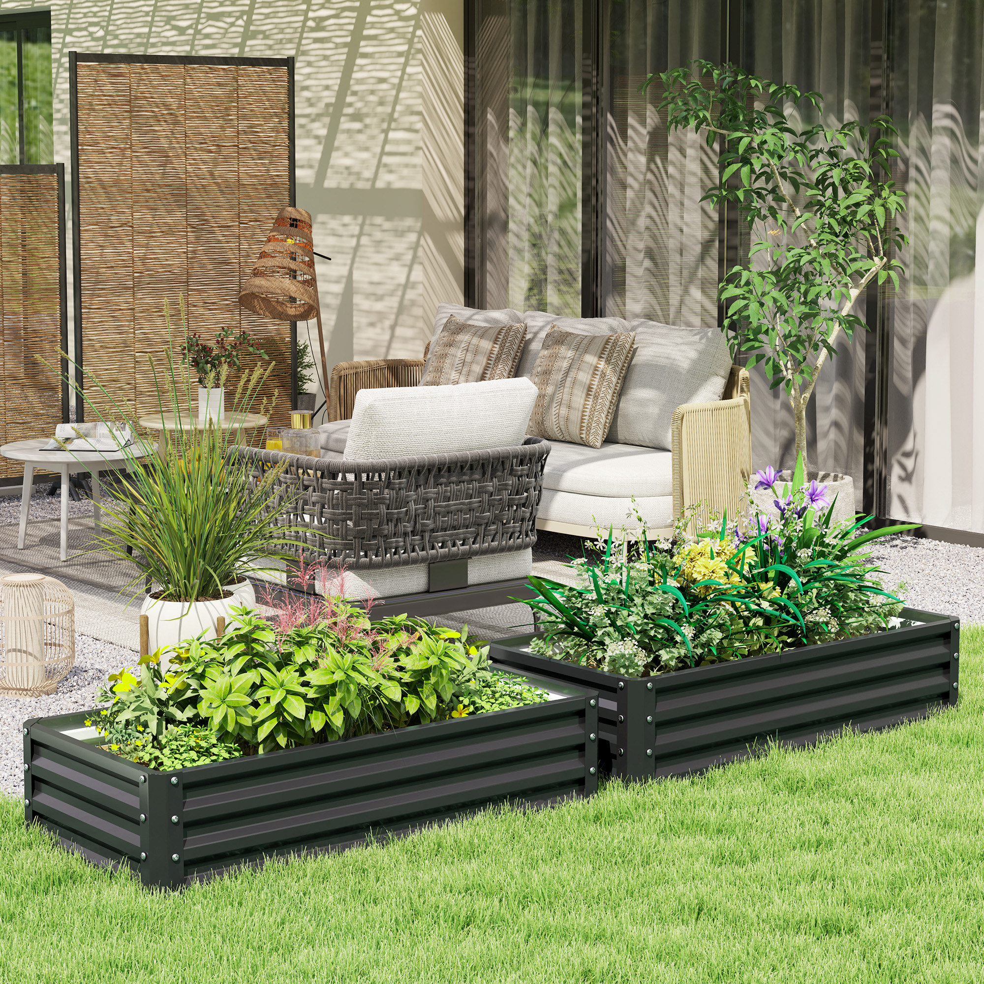  Galvanized Raised Garden Bed, 4' x 2' x 1' Metal Planter Box, for Growing Vegetables, Flowers, Herbs, Succulents, Gray