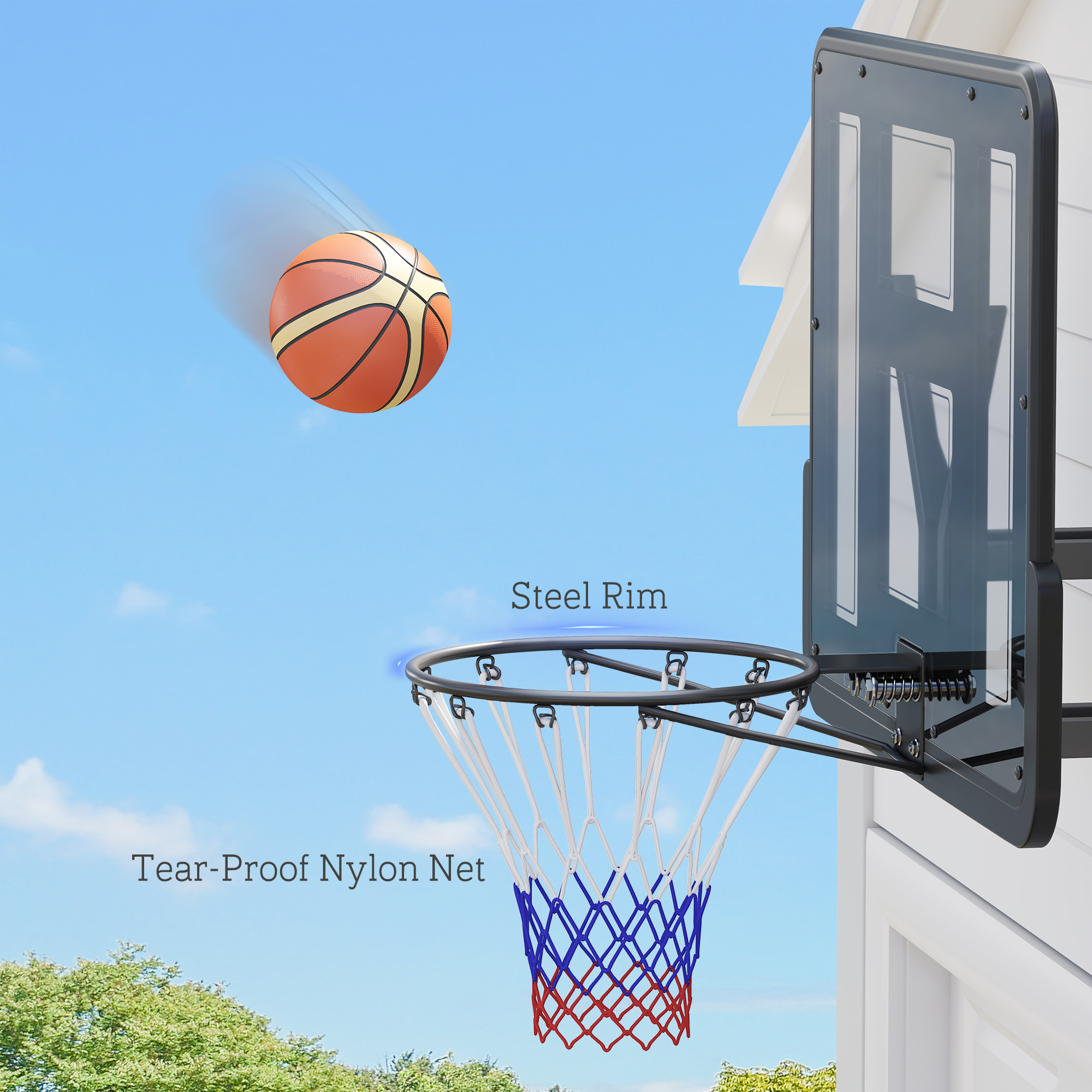Wall Mounted Basketball Hoop, Basketball Goal Combo Kit with 43" Reinforced... 5