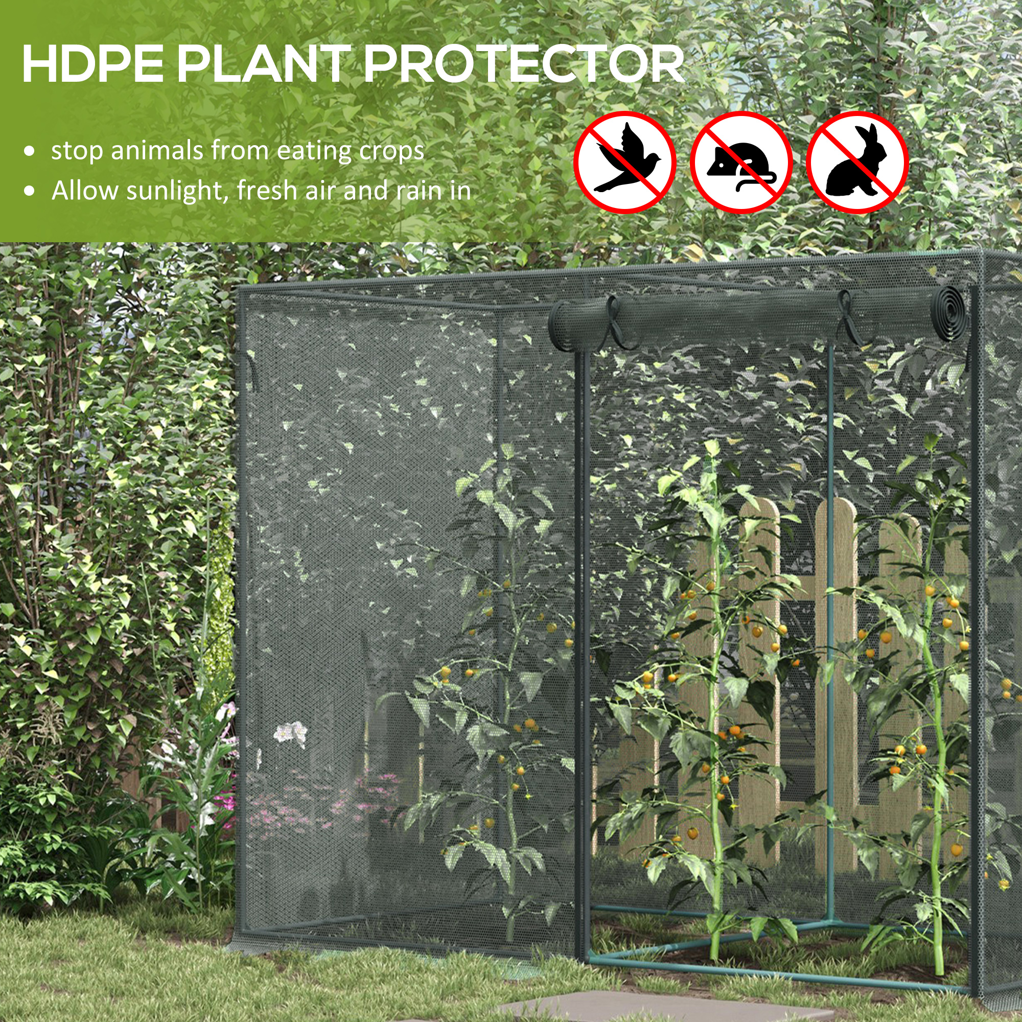  6' x 3' x 5' Crop Cage, Plant Protection Tent with Zippered Doors for Vegetable Garden, Backyard, Black
