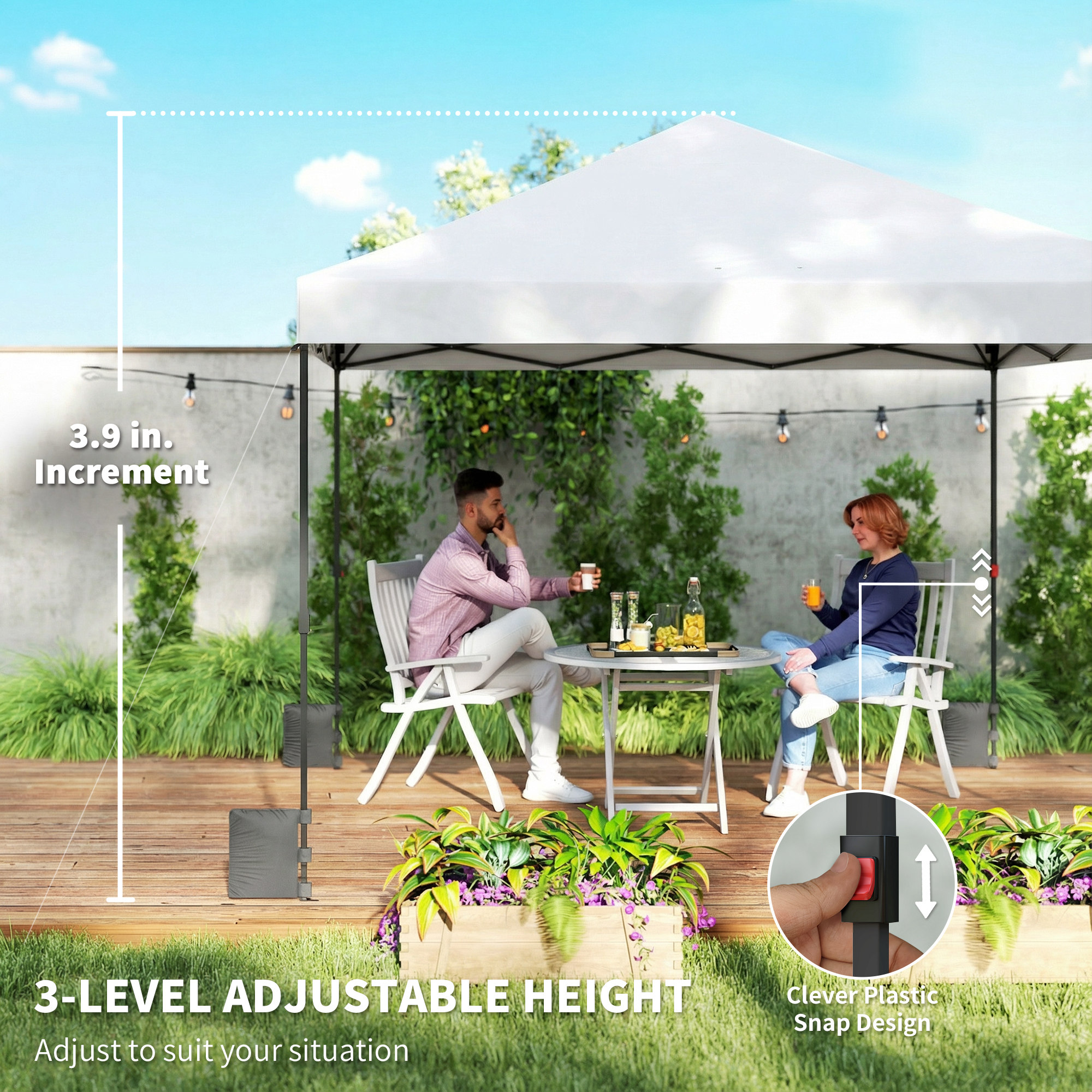  10 x 10 ft Pop Up Canopy Tent with One Push Setup, Outdoor Portable Instant Canopy Shelter w/ Roller Bag, White