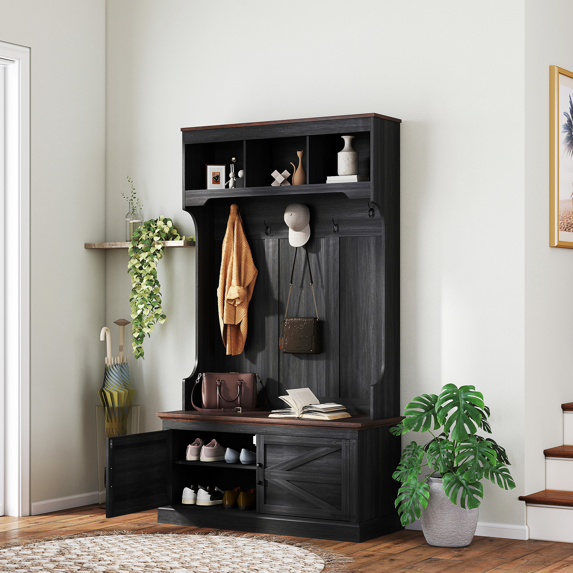 Hall Tree with Shoe Storage