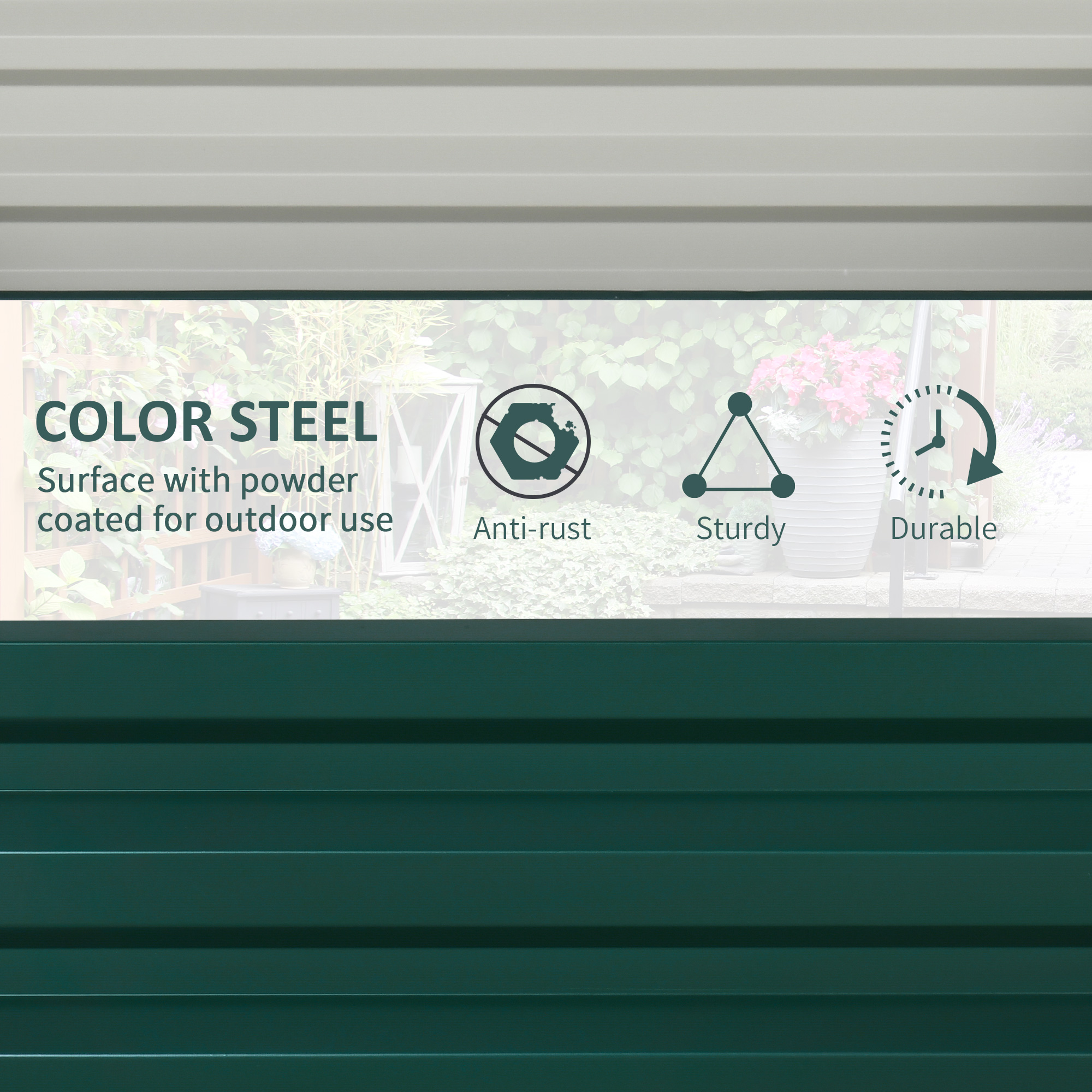  Galvanized Raised Garden Bed, Set of 2 Metal Planter Box with Open Bottom, All-Weather Steel Frame, Rust-Resistant, Easy-to-assemble, for Growing Vegetables, Flowers, Green