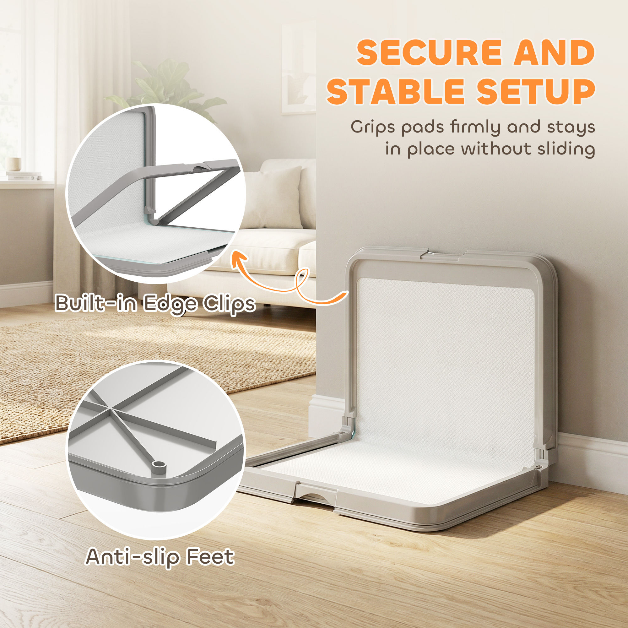 Dog Pee Pad Holder Tray with Non-Slip Base and Clips Product Image