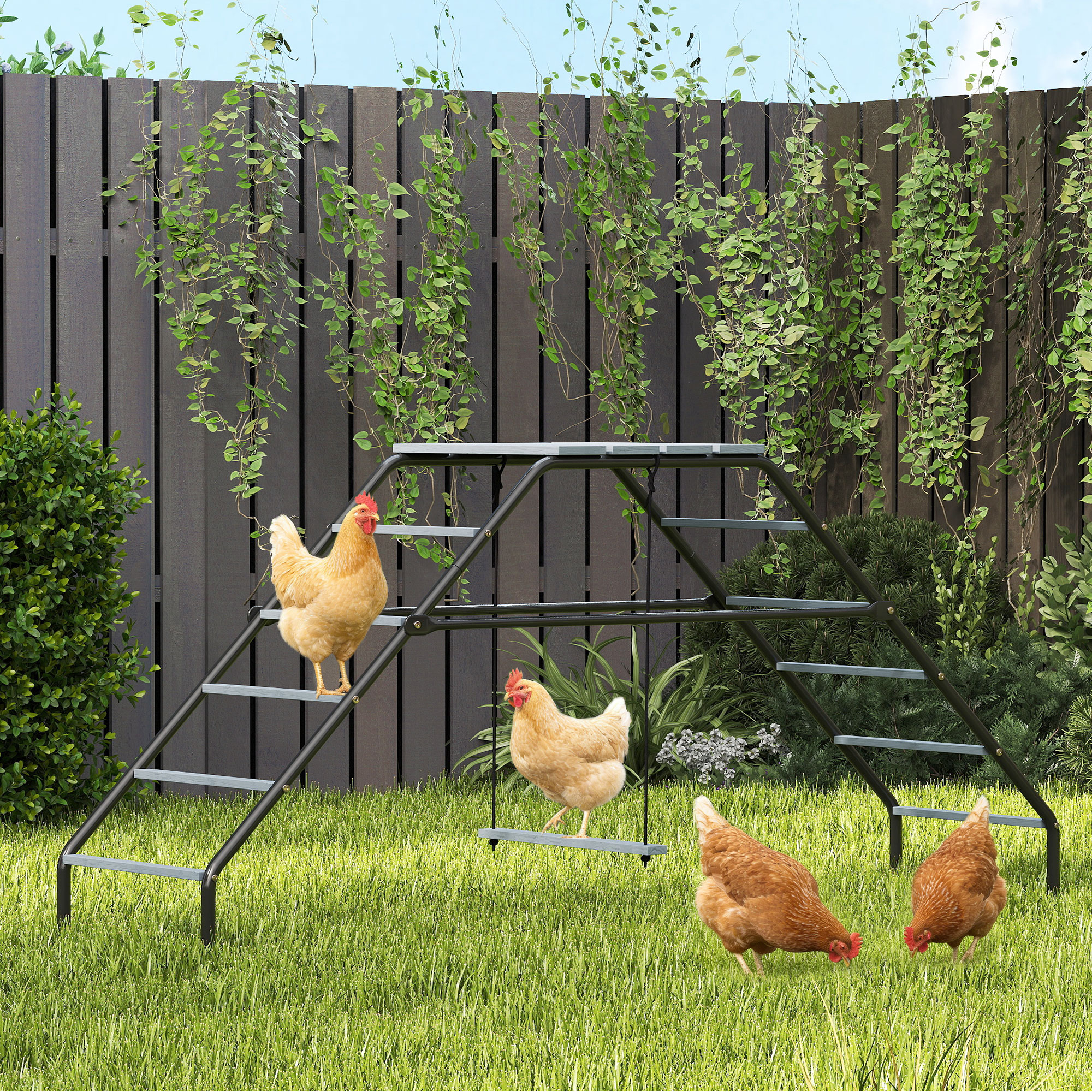  Chicken Coop Perches with Adjustable Swing, 10 Roosting Bars, for Backyard, Farm