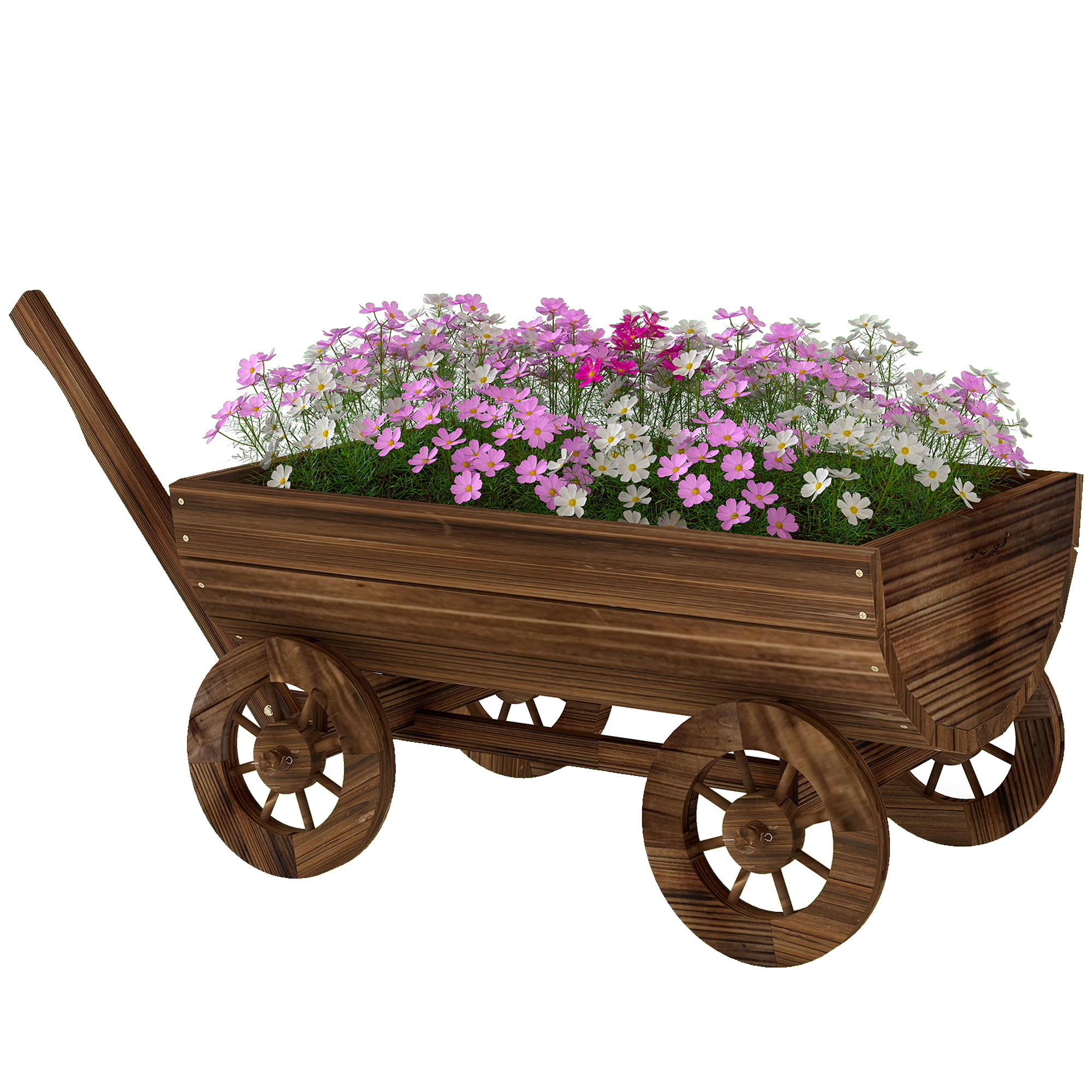 Wooden Wagon Planter Box with Wheels, picture 2 of 2