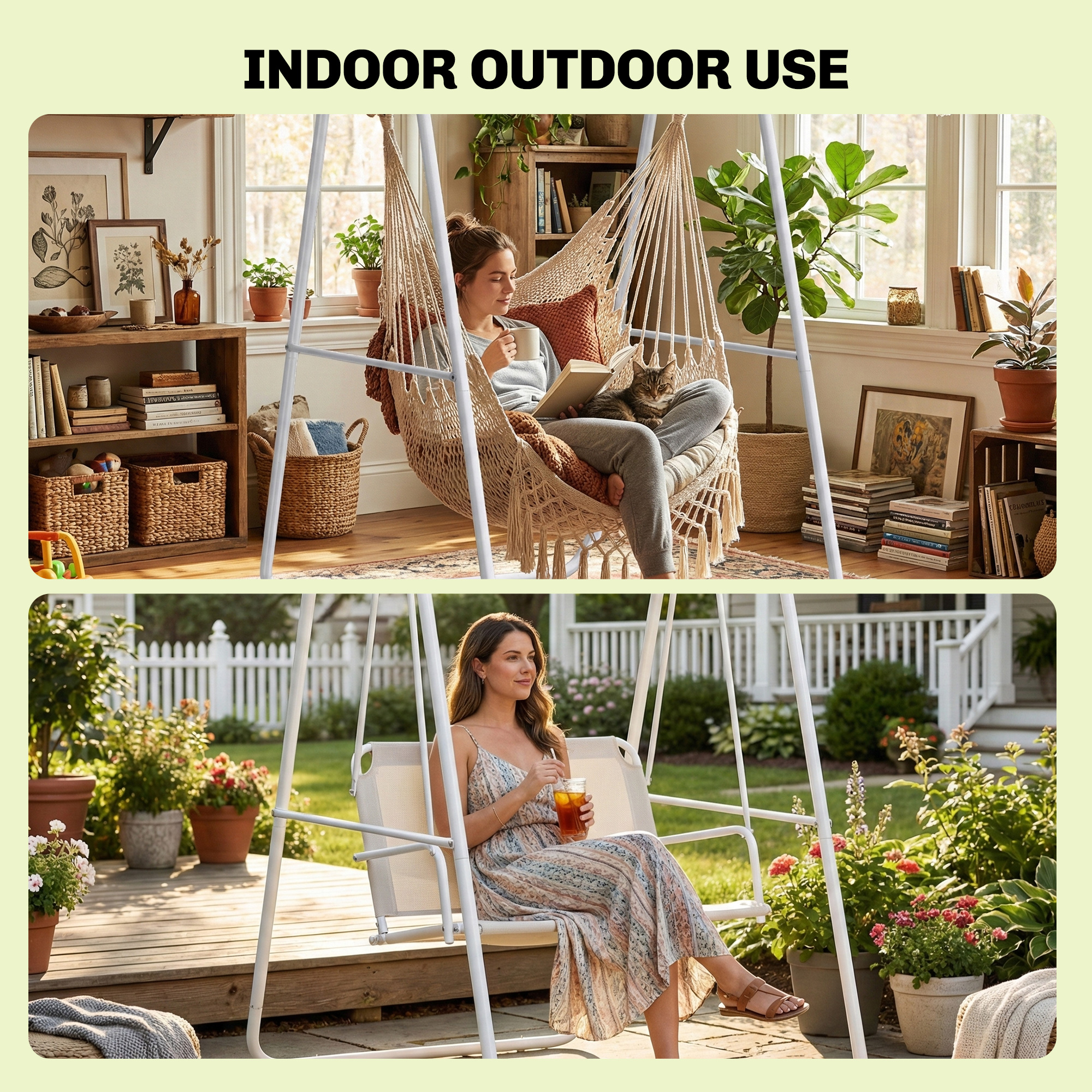  Hammock Chair Stand Only Heavy Duty Solid Steel A-Frame for Hanging Hammock, Egg Chair, Max Load 330 LBS, White