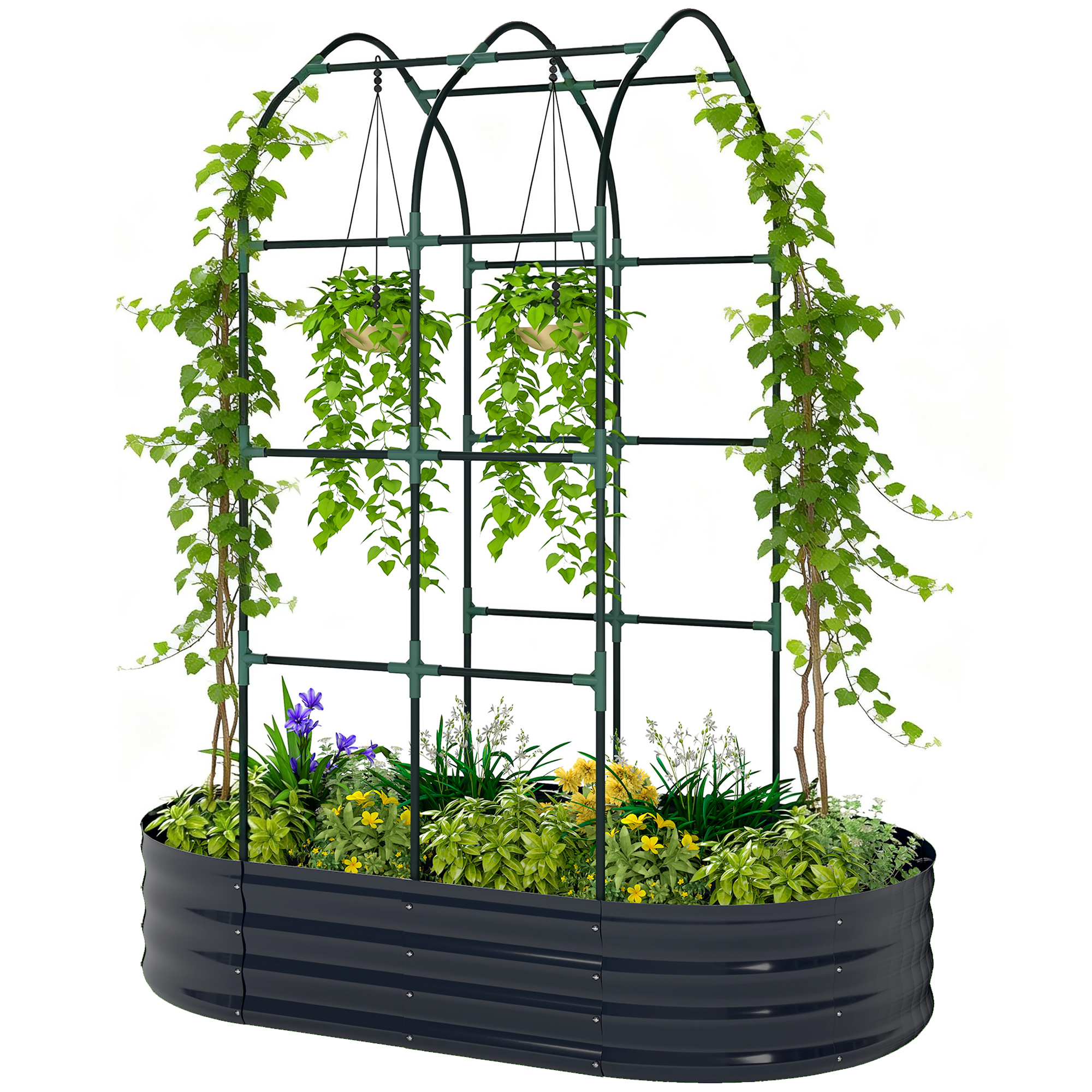 Galvanized Raised Garden Bed with Trellis, picture 2 of 2