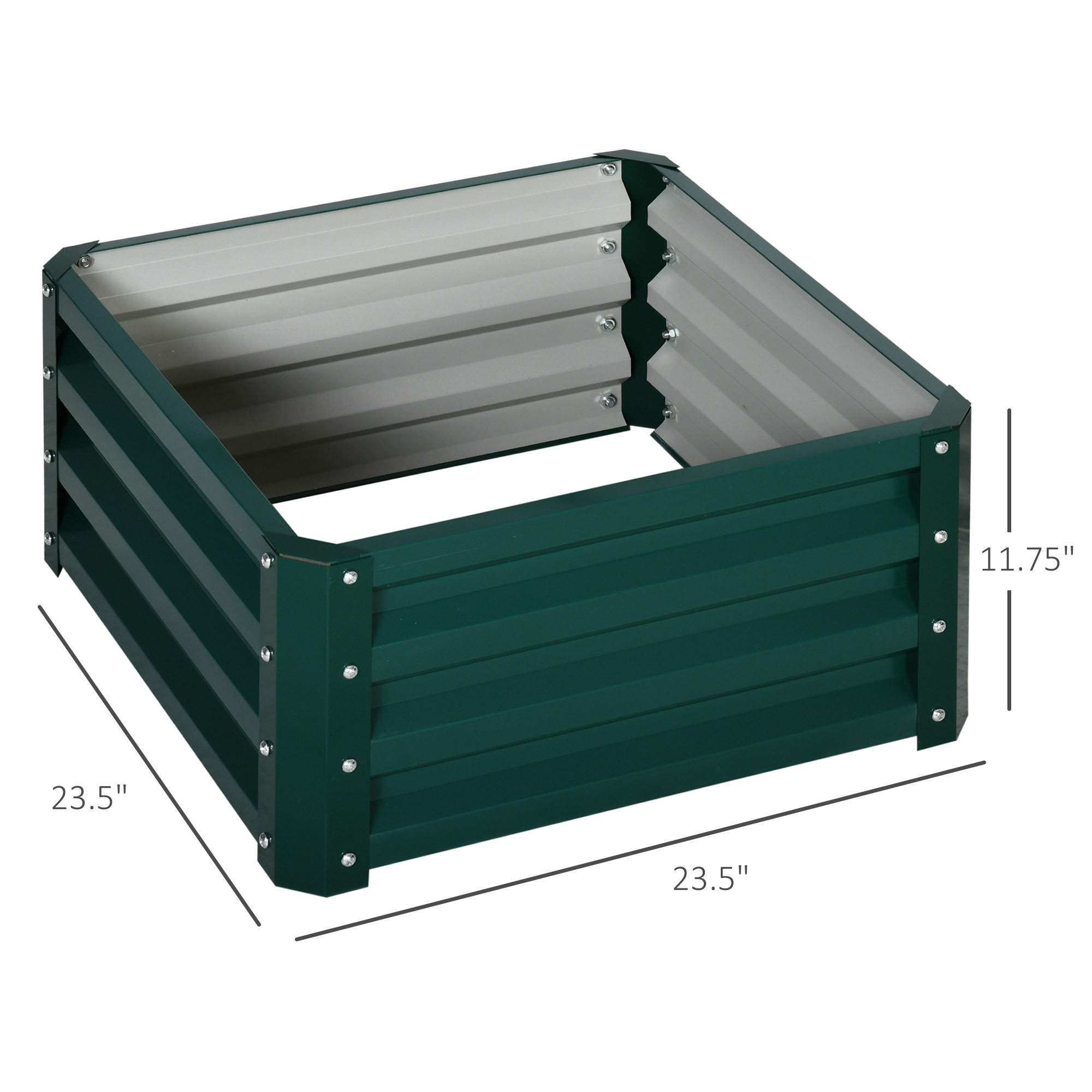  Galvanized Raised Garden Bed, Set of 2 Metal Planter Box with Open Bottom, All-Weather Steel Frame, Rust-Resistant, Easy-to-assemble, for Growing Vegetables, Flowers, Green