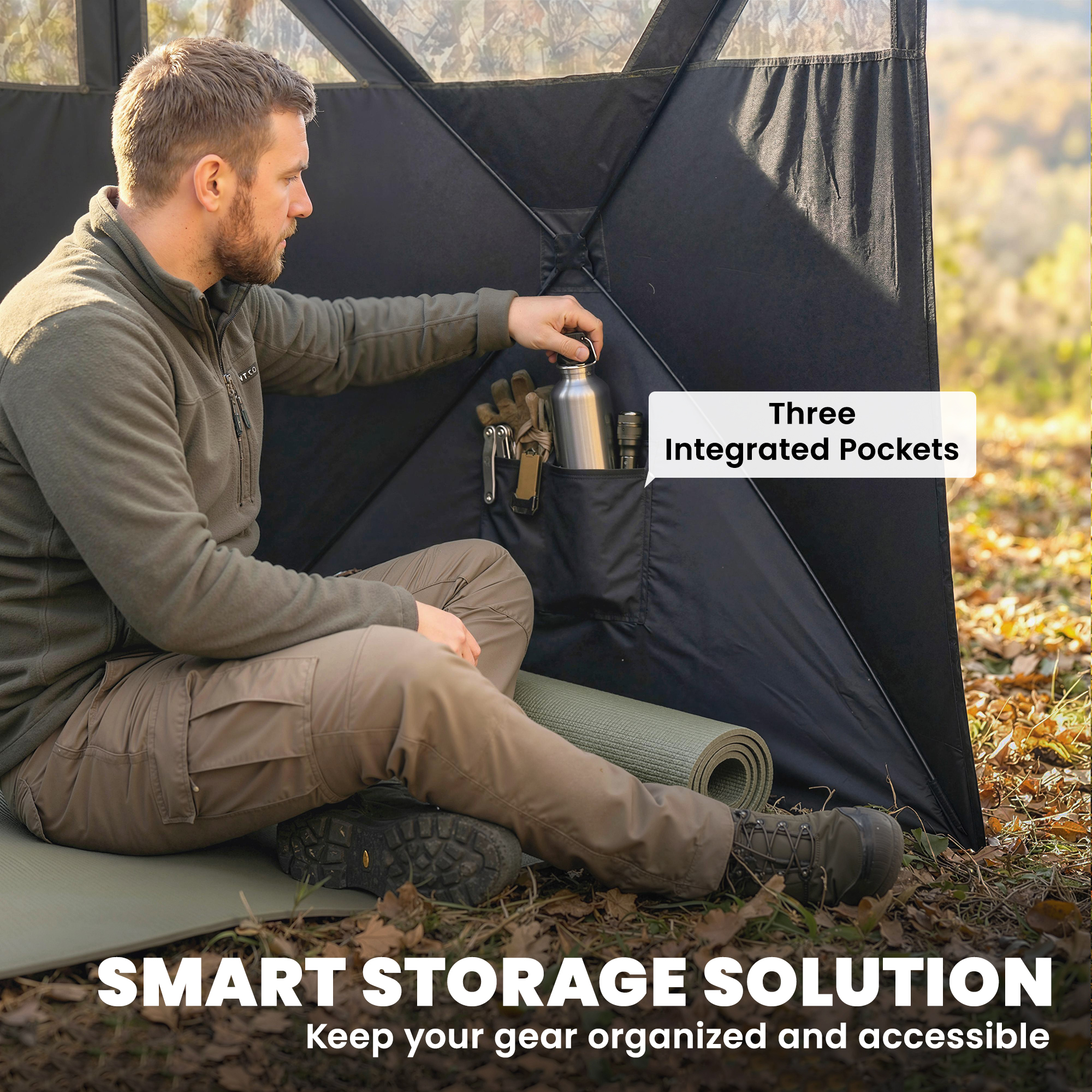  Camping Hunting Blind, 3-Panel Blind See Through for Hunting Camping 176" x 58.3" Camouflage